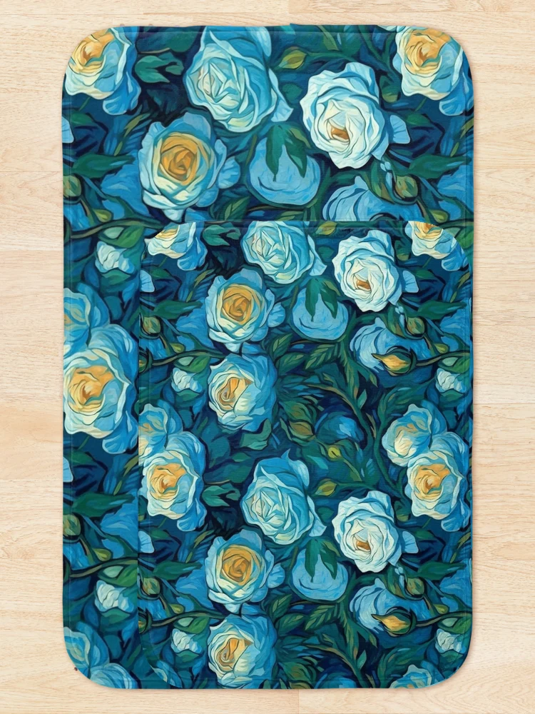Thumbnail 5 of 6, Bath Mat, Van Gogh Roses Pattern 3 designed and sold by DigitalPatternx.
