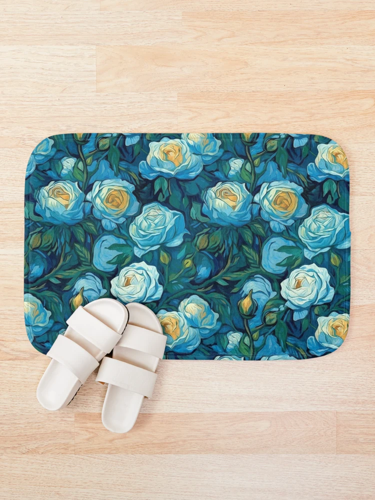 Thumbnail 1 of 6, Bath Mat, Van Gogh Roses Pattern 3 designed and sold by DigitalPatternx.