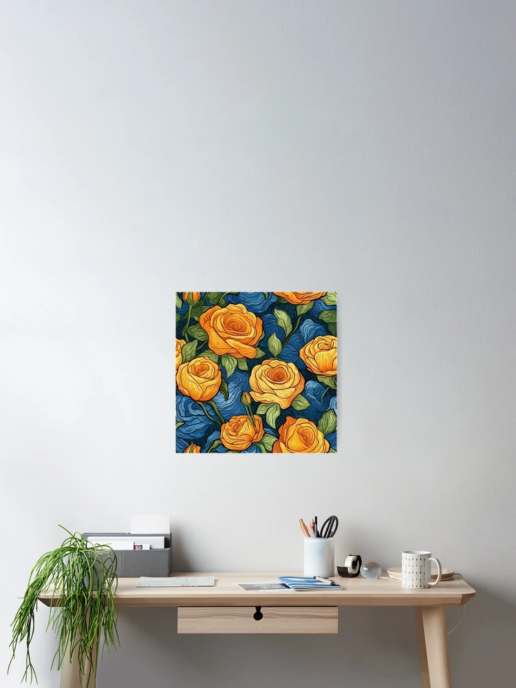 Thumbnail 2 of 3, Poster, Van Gogh Roses Pattern 4 designed and sold by DigitalPatternx.