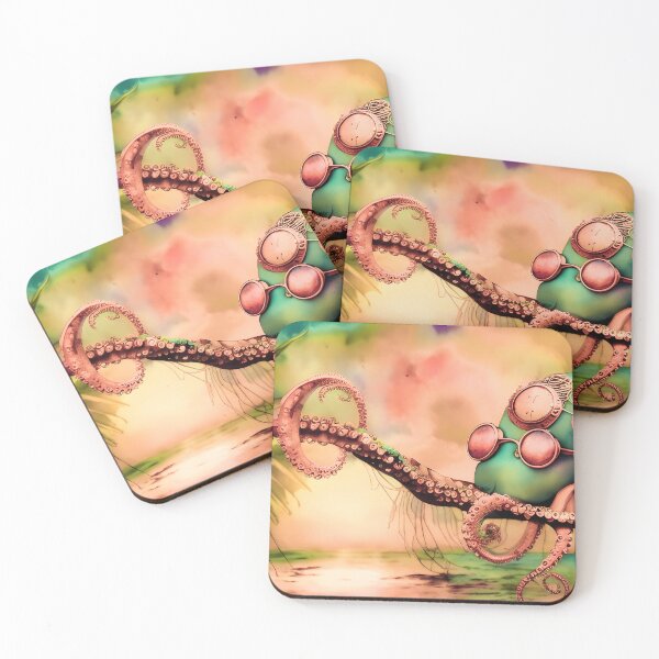 Item preview, Steampunk Inspired Cute Octopus Dusty Pink Aesthetic Metallic Look - AI Art 5 of 8 designed and sold by Beachy.