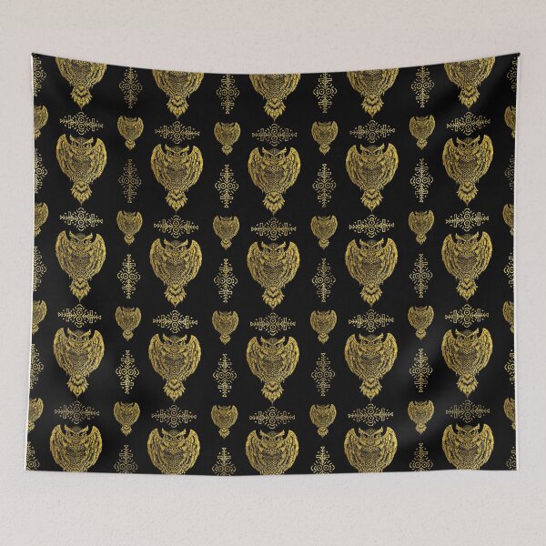 Item preview, Gold Tribal Owl Pattern designed and sold by k9printart.