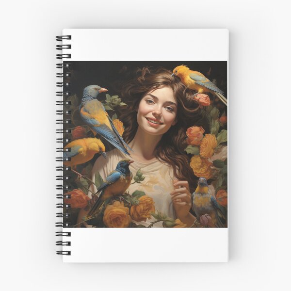 Item preview, Happy smiling beauty woman with birds  designed and sold by SmileshareShop.