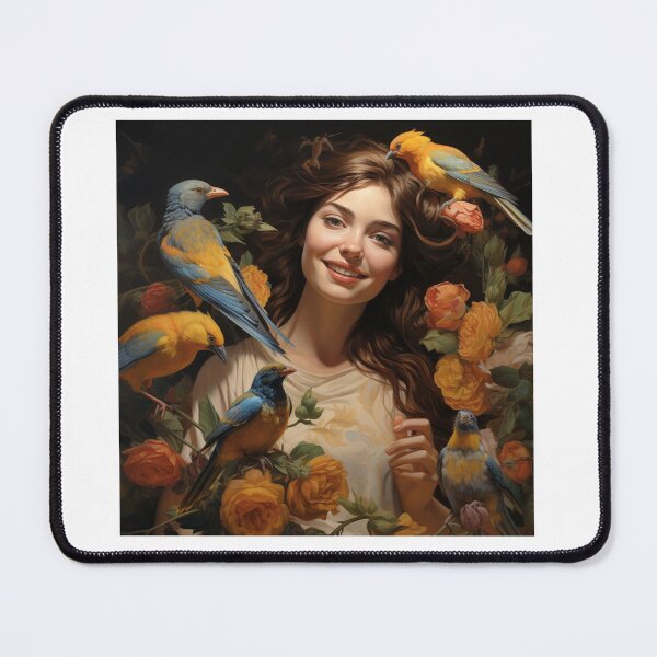 Item preview, Happy smiling beauty woman with birds designed and sold by SmileshareShop.