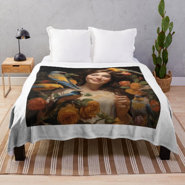 Item preview, Happy smiling beauty woman with birds  designed and sold by SmileshareShop.