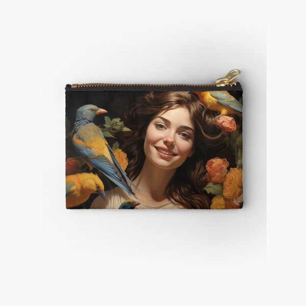 Item preview, Happy smiling beauty woman with birds  designed and sold by SmileshareShop.