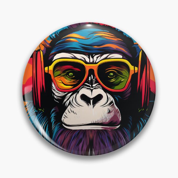 Item preview, Colorful monkey head with headphones designed and sold by titur.