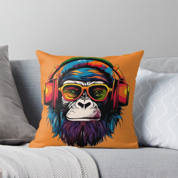 Item preview, Colorful monkey head with headphones designed and sold by titur.