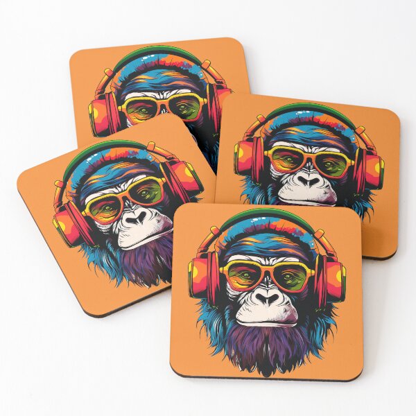 Item preview, Colorful monkey head with headphones designed and sold by titur.