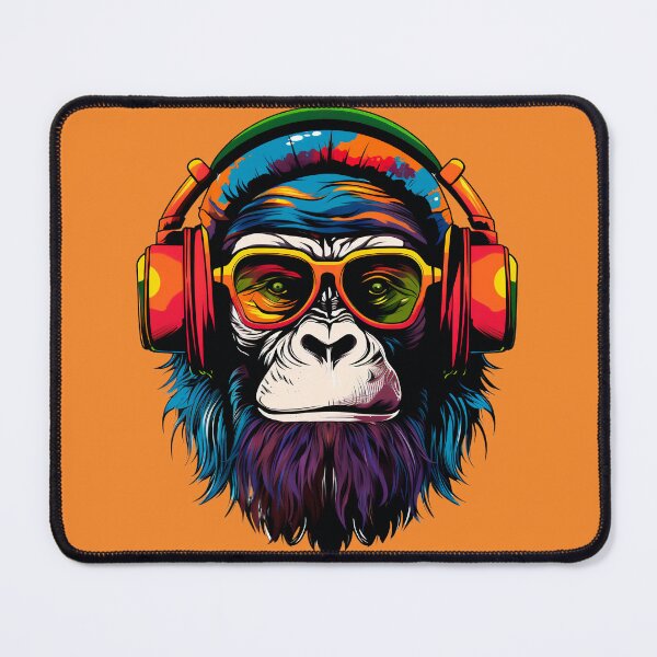 Item preview, Colorful monkey head with headphones designed and sold by titur.