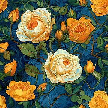 Artwork thumbnail, Van Gogh Roses Pattern 6 by DigitalPatternx