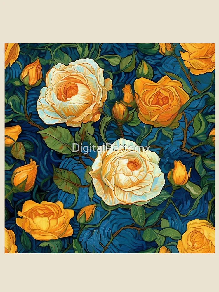 Thumbnail 4 of 4, Relaxed T-Shirt, Van Gogh Roses Pattern 6 designed and sold by DigitalPatternx.
