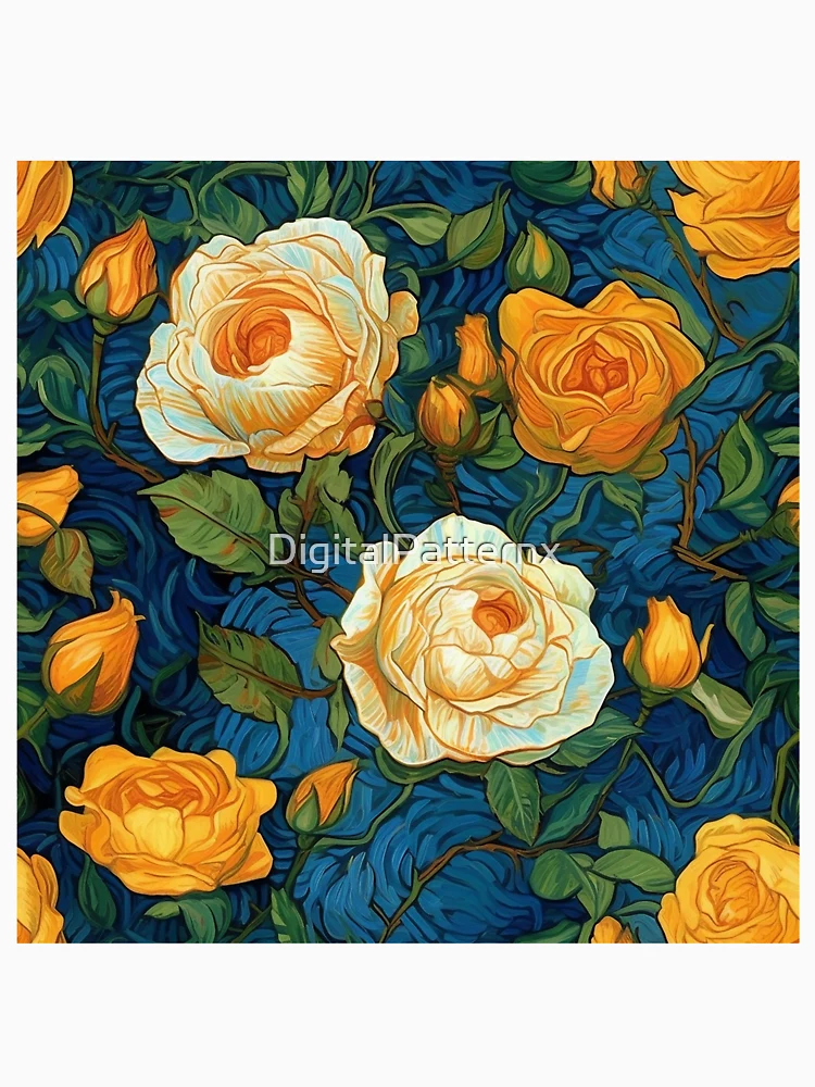 Thumbnail 6 of 6, Pullover Hoodie, Van Gogh Roses Pattern 6 designed and sold by DigitalPatternx.