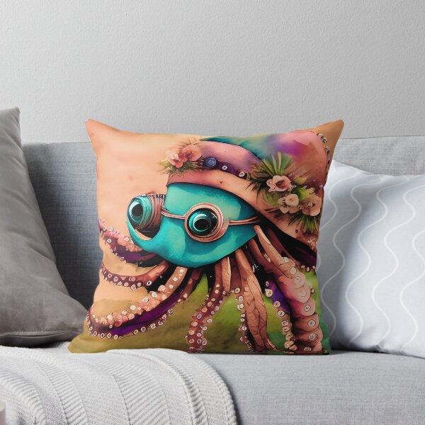 Item preview, Steampunk Inspired Cute Octopus Dusty Pink Aesthetic Metallic Look - AI Art 6 of 8 designed and sold by Beachy.