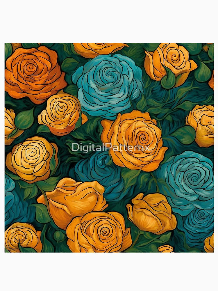 Thumbnail 6 of 6, Pullover Hoodie, Van Gogh Roses Pattern 7 designed and sold by DigitalPatternx.