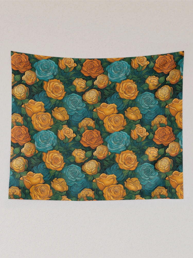 Thumbnail 2 of 3, Tapestry, Van Gogh Roses Pattern 7 designed and sold by DigitalPatternx.
