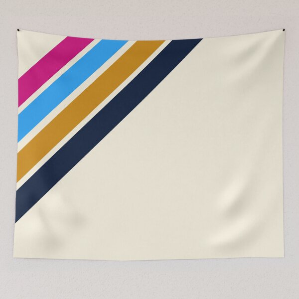 Item preview, Retro Vintage Classic Diagonal Stripe Pattern, Magenta, Light Blue, Gold, Navy on Cream designed and sold by BlueMoonBarn.