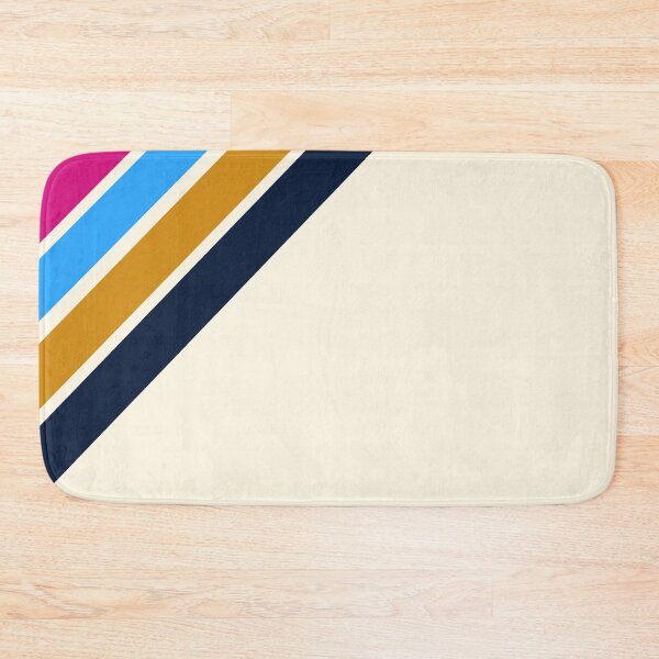Item preview, Retro Vintage Classic Diagonal Stripe Pattern, Magenta, Light Blue, Gold, Navy on Cream designed and sold by BlueMoonBarn.