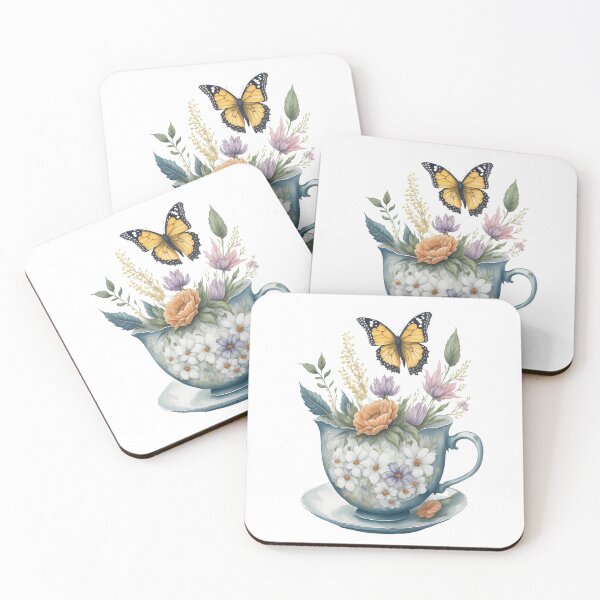 Item preview, Yellow Butterfly Flowers in a Teacup designed and sold by TuckerLogan.