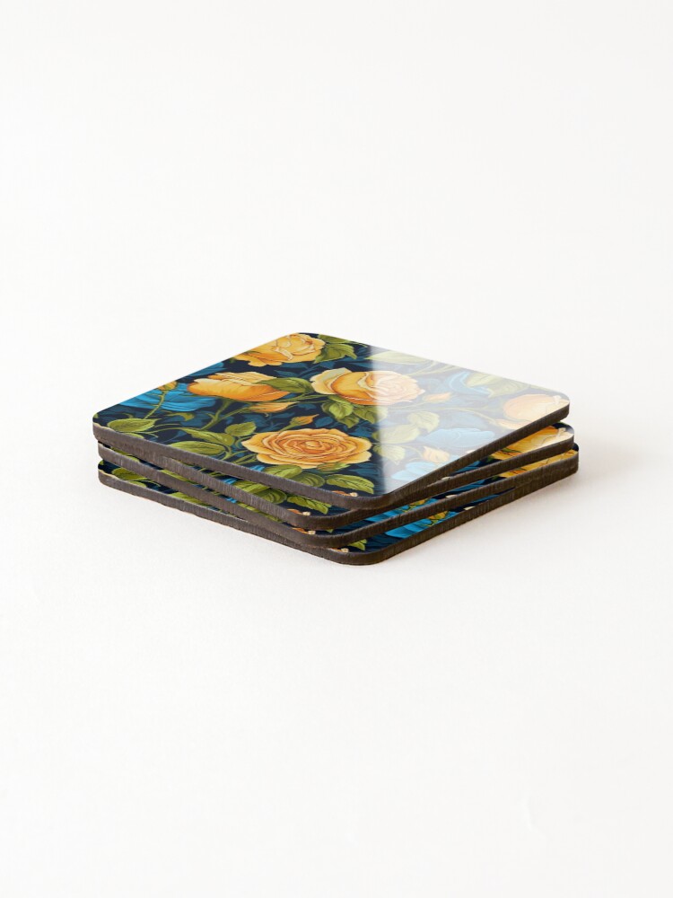 Thumbnail 4 of 5, Coasters (Set of 4), Van Gogh Roses Pattern 8 designed and sold by DigitalPatternx.