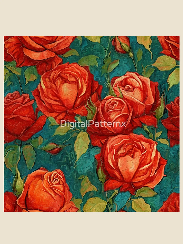 Thumbnail 4 of 4, Relaxed T-Shirt, Van Gogh Roses Pattern 9 designed and sold by DigitalPatternx.
