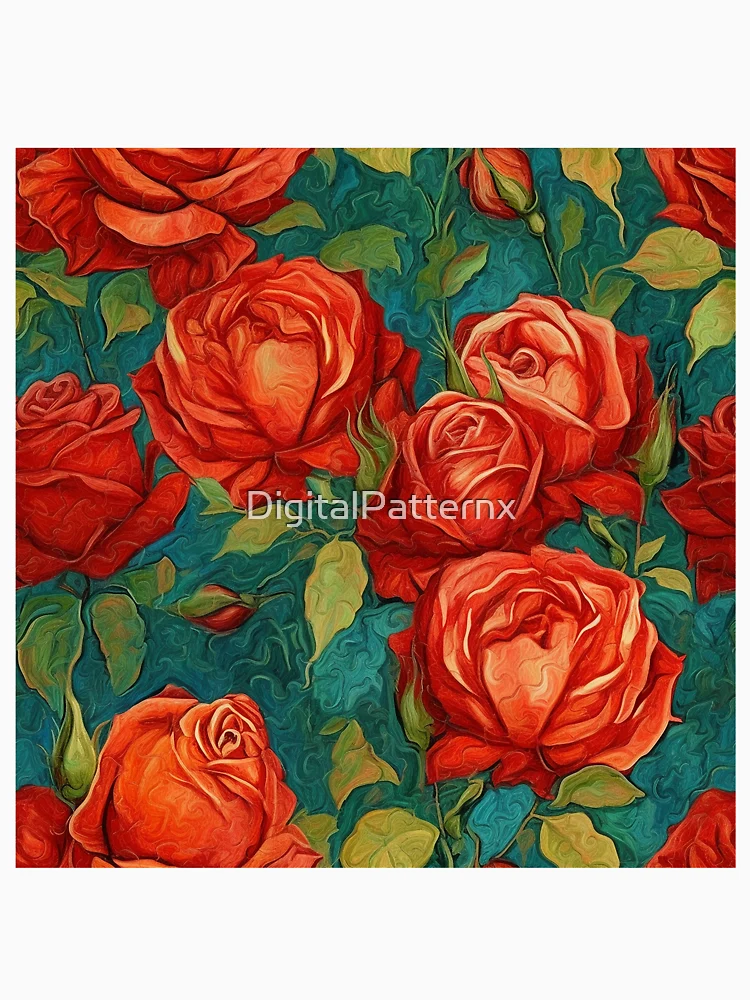 Thumbnail 7 of 7, Classic T-Shirt, Van Gogh Roses Pattern 9 designed and sold by DigitalPatternx.