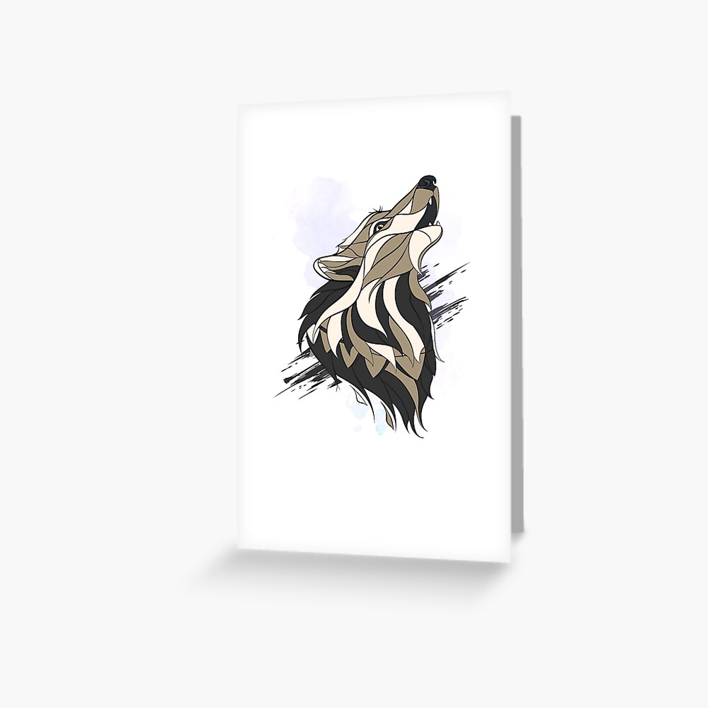 Wolf Illustration Greeting Card Canadian Card Original Design Animal Gift 5 x 7 Greeting Cards Howling Wolf Blank Card