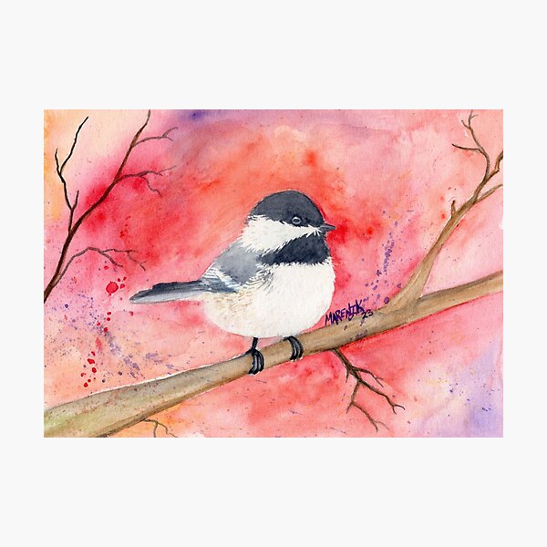 Item preview, Chickadee On Red designed and sold by MarenPaintsJoy.