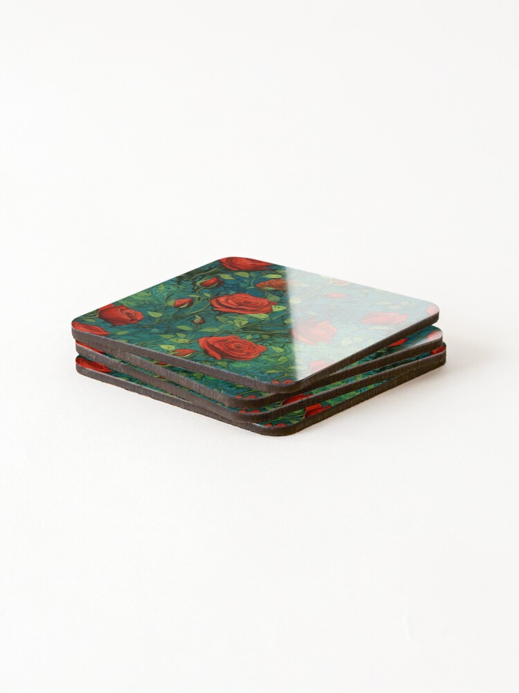 Thumbnail 4 of 5, Coasters (Set of 4), Van Gogh Roses Pattern 11 designed and sold by DigitalPatternx.