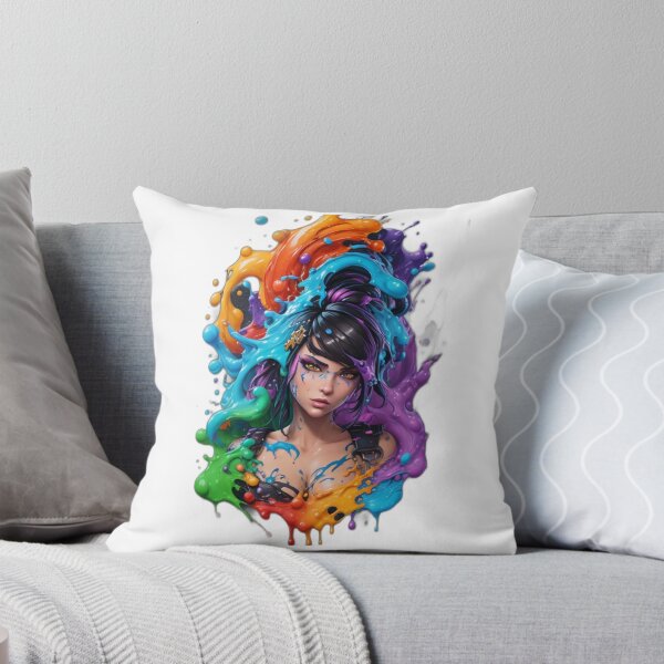 Item preview, Splash Rainbow Portrait - Young Woman in Anime Style designed and sold by DeevaValli.