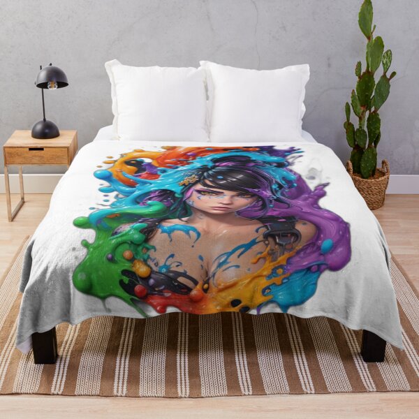 Item preview, Splash Rainbow Portrait - Young Woman in Anime Style designed and sold by DeevaValli.