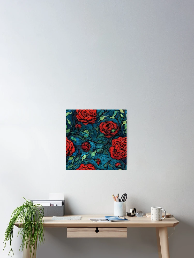 Thumbnail 2 of 3, Poster, Van Gogh Roses Pattern 12 designed and sold by DigitalPatternx.