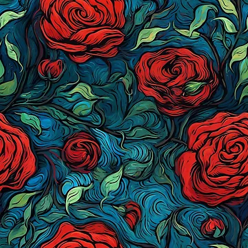 Artwork thumbnail, Van Gogh Roses Pattern 12 by DigitalPatternx