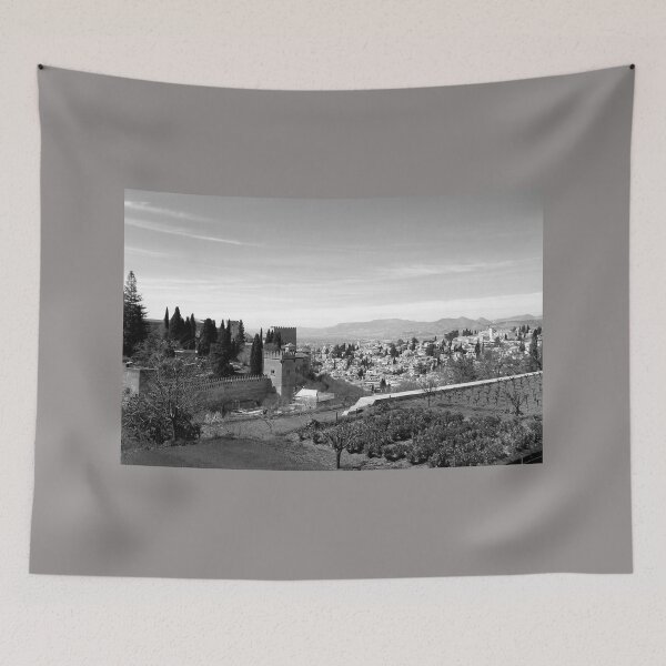 Item preview, Generalife gardens, Alhambra, and Albaicin, monochrome designed and sold by paulboizot.