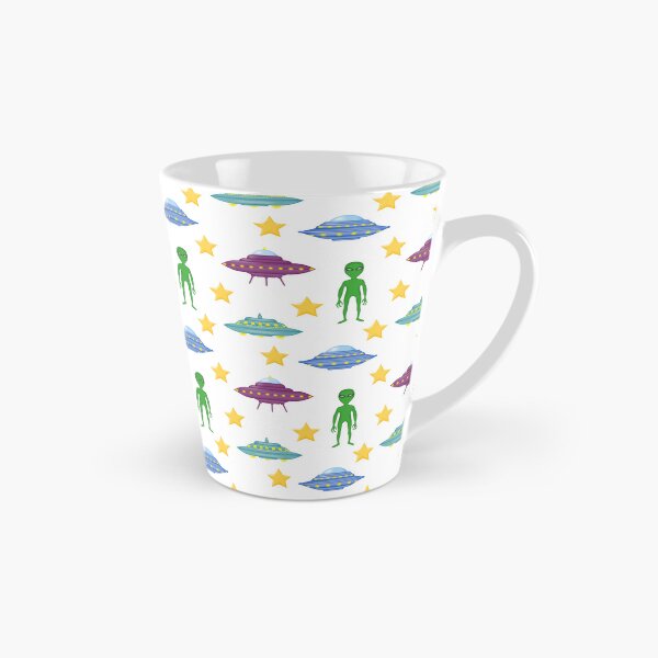 Item preview, Cute background with cartoon UFOs, green alien, stars. designed and sold by Mallva.