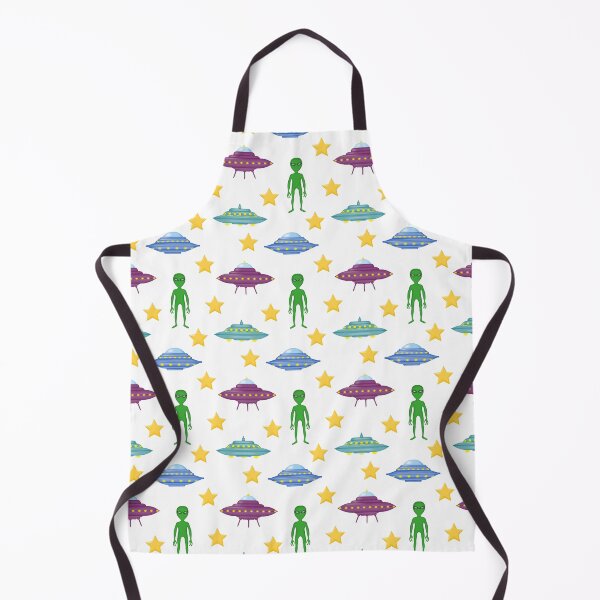 Item preview, Cute background with cartoon UFOs, green alien, stars. designed and sold by Mallva.