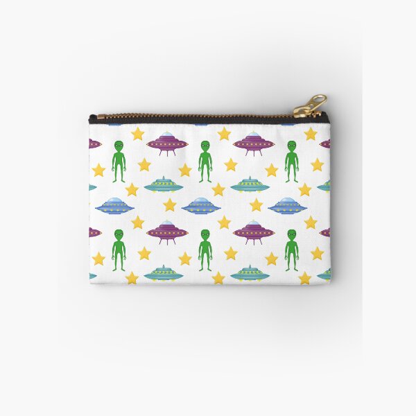 Item preview, Cute background with cartoon UFOs, green alien, stars. designed and sold by Mallva.