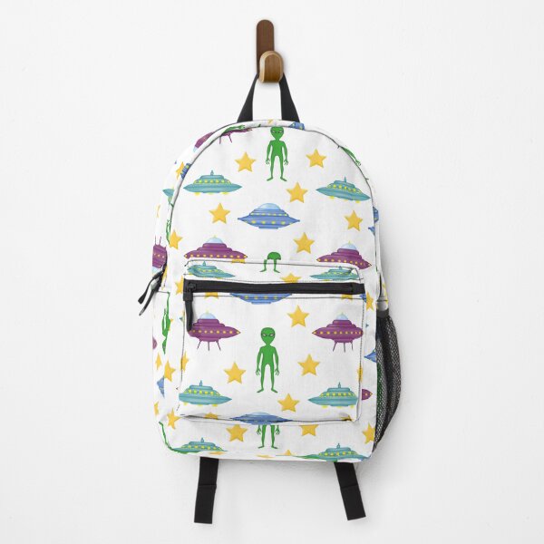 Item preview, Cute background with cartoon UFOs, green alien, stars. designed and sold by Mallva.