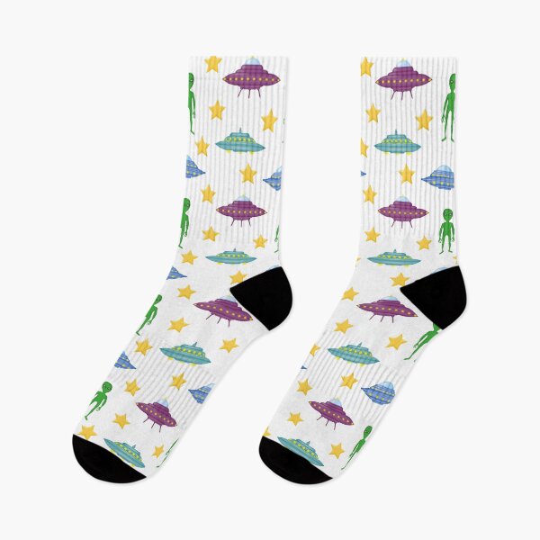 Item preview, Cute background with cartoon UFOs, green alien, stars. designed and sold by Mallva.