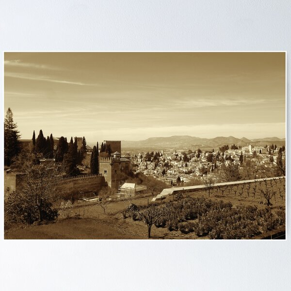 Item preview, Generalife gardens, Alhambra, and Albaicin, sepia designed and sold by paulboizot.