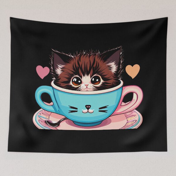 Artikelvorschau, Serene Cat coffee Moment entworfen und verkauft von Mechanical-Artt.