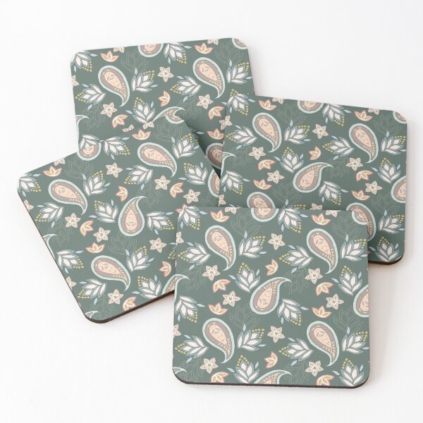 Item preview, Paisley Pattern Vintage Green and Pink designed and sold by papierquarell.