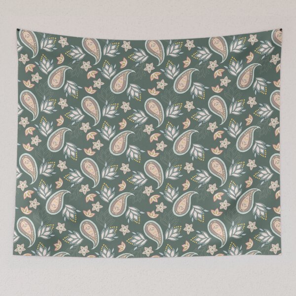 Item preview, Paisley Pattern Vintage Green and Pink designed and sold by papierquarell.
