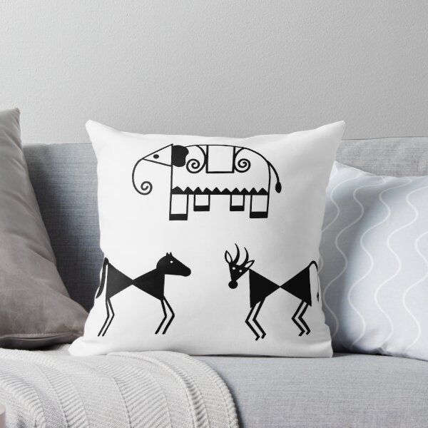 Item preview, Warli Stick animals from Indian folk art designed and sold by SanareiDesigns.