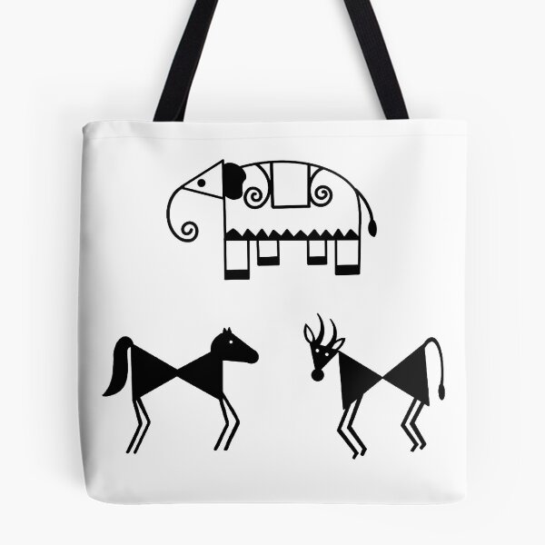 Item preview, Warli Stick animals from Indian folk art designed and sold by SanareiDesigns.