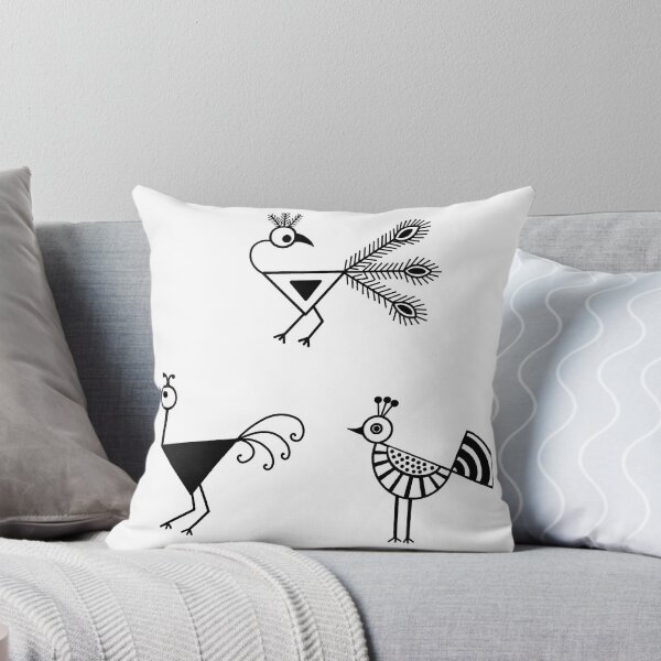 Item preview, Warli Stick birds from Indian folk art designed and sold by SanareiDesigns.
