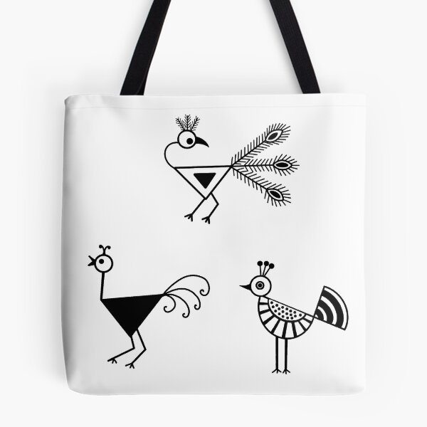 Item preview, Warli Stick birds from Indian folk art designed and sold by SanareiDesigns.
