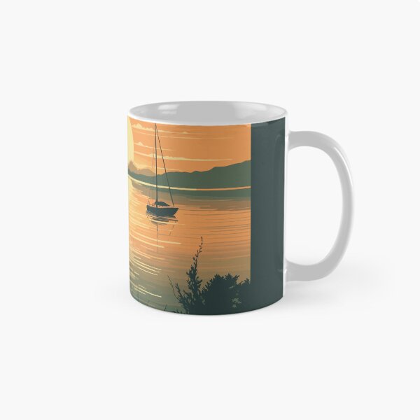 Item preview, Lake Balaton retro painting designed and sold by EmeraldeaArt.