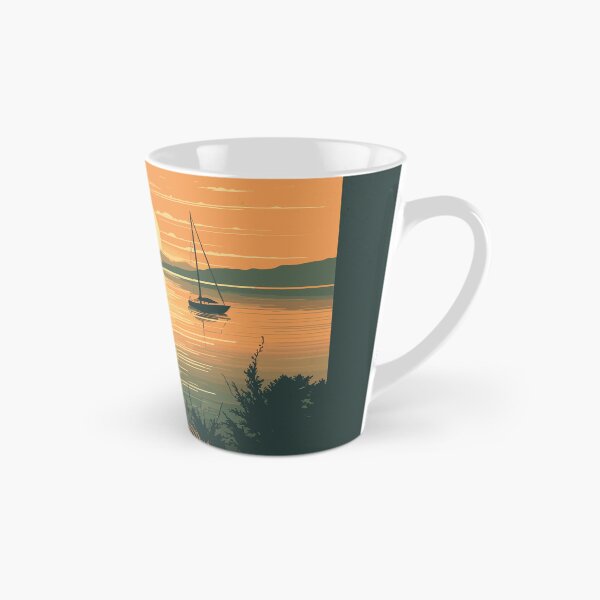 Item preview, Lake Balaton retro painting designed and sold by EmeraldeaArt.