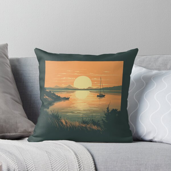 Item preview, Lake Balaton retro painting designed and sold by EmeraldeaArt.
