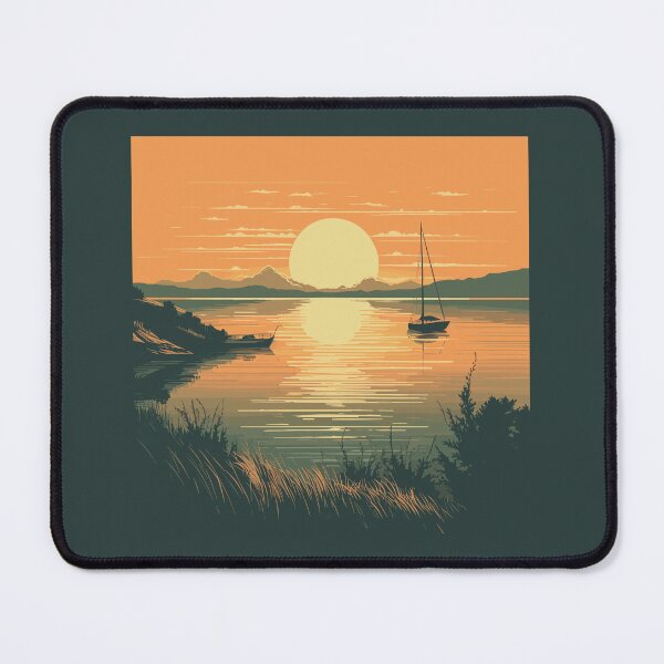 Item preview, Lake Balaton retro painting designed and sold by EmeraldeaArt.